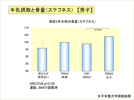 牛乳摂取と骨量 ステフネス 男子