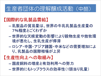 生産者団体の理解醸成活動（中酪）