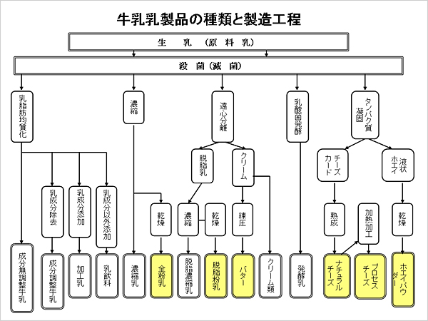 牛乳乳製品の種類と製造工程