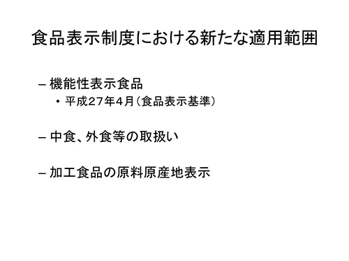 食品表示制度における新たな適用範囲