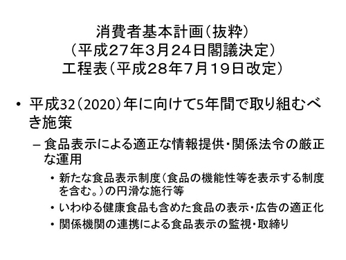 消費者基本計画（抜粋）（平成27年3月24日閣議決定）工程表（平成28年7月19日改定）