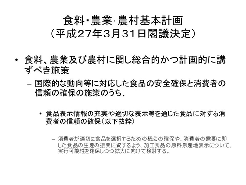 食料・農業･農村基本計画（平成27年3月31日閣議決定）