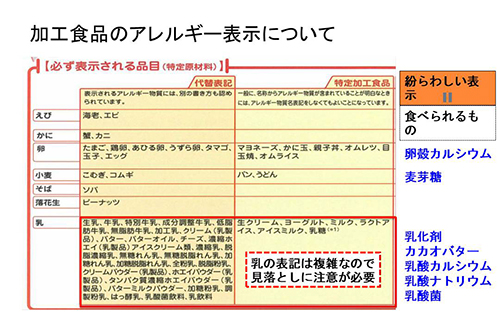 加工食品のアレルギー表示について