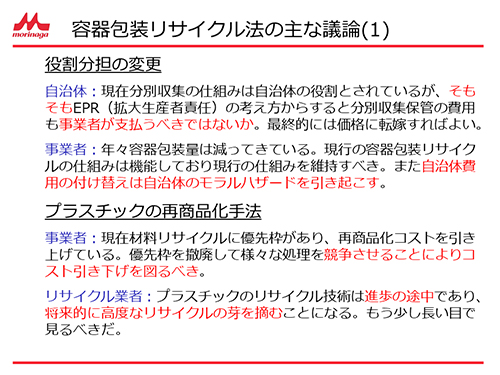 容器包装リサイクル法の主な議論1