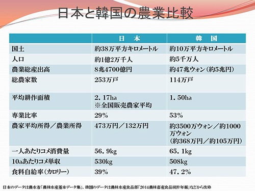 日本と韓国の農業比較