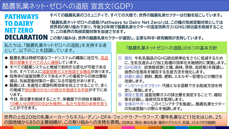 酪農乳業ネット・ゼロへの道筋 宣言文（GDP)