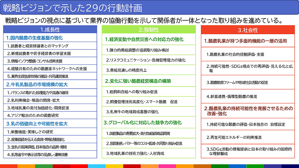 戦略ビジョンで示した29の行動計画