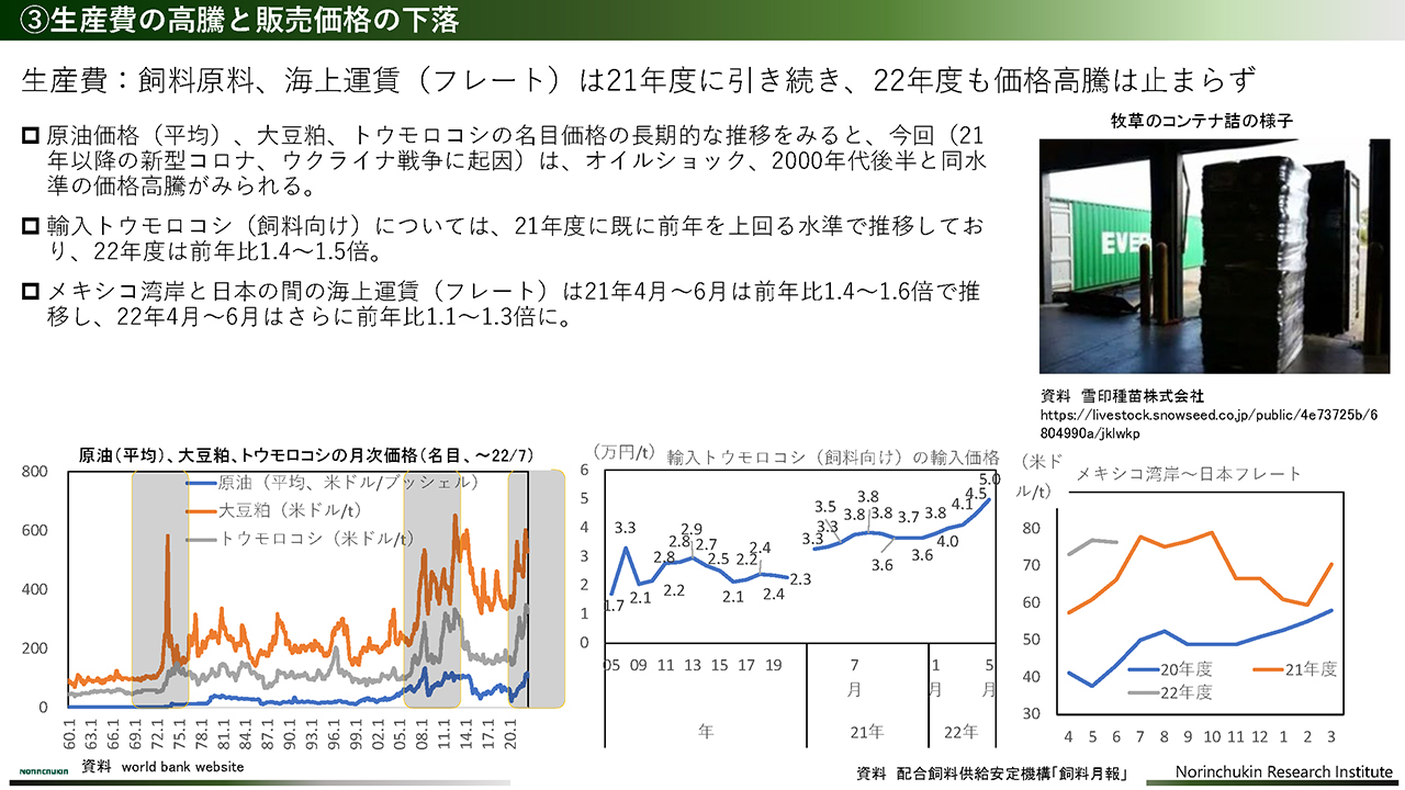 飼料原料、海上運賃の価格高騰は止まらず